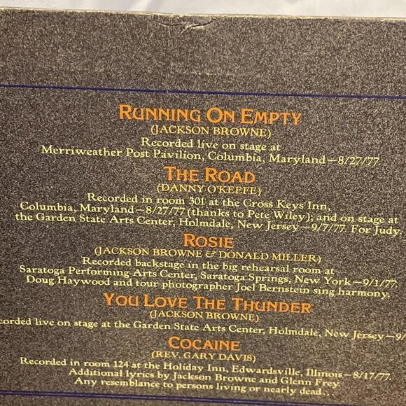 Jackson Browne Running On Empty (Vinyl, 1977) Asylum Records 6E-113 VG+ LP - Picture 4 of 11